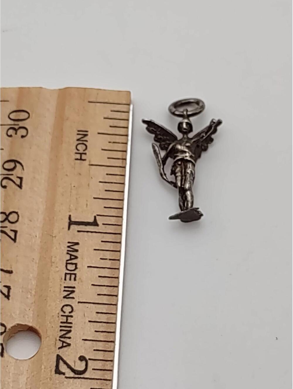 Vintage Sterling Silver Winged Angel Figural Charm Pendant - Picture 3 of 4